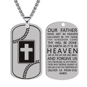 Stainless Steel Cross Necklace Men Sports Ball Pendant <b>Dog</b> <b>Tag</b> Religious Gift Jewelry Fashion Pendants Charms - Product Image 3