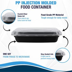 Food Grade Plastic PP 2 Compartment Food Container With Lid American 6828 Disposable Takeaway <b>Lunch</b> <b>Box</b> - Product Image 2
