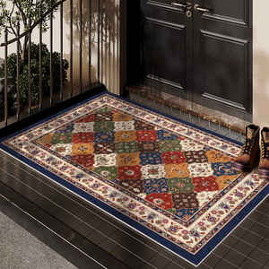 Alfombra de Entrada de Estilo Étnico, de Seda, con Bucles, de PVC Antideslizante, Rectangular, para Uso Doméstico, con Patrón Geométrico, de Fibra de Poliéster - Product Image 4