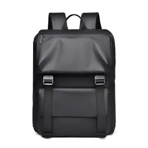 Tas ransel kulit kustom pria tas Daypack sekolah kapasitas besar ransel Laptop punggung USB hitam Pu kulit untuk pria wanita