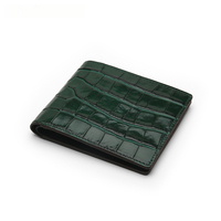 Dompet Pria Kulit Asli Bermotif Buaya Mewah, Dompet Pendek Lipat Dua, Banyak Slot Kartu, Perlindungan RFID Bisnis, Resleting