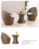 Table et chaise d'extérieur en rotin, Table à thé, ensemble de 3 pièces, balcon, cour, autres meubles d'extérieur, Vietnam