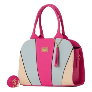 Bolso de Mano Media Luna para Mujer Fana Bruna, Color Buganvilia M3816, Correa de Cadena, Diseño Panelado, para Fiestas y Uso Diario - Product Image 4