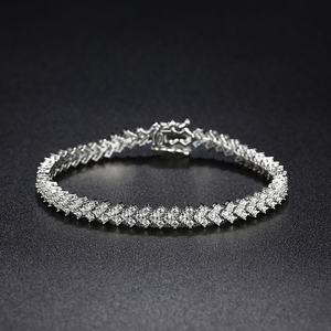 Women's Sterling Silver Single Row Full Diamond Tennis Chain Elegant Ins Niche Design <b>Inspired</b> Moissanite <b>Bracelet</b> - Product Image 2