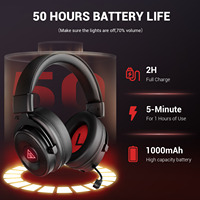Casque de jeu sans fil EKSA 2.4G bt avec dongle combiné de type c a Casque de jeu ENC Mic avec son stéréo 7.1