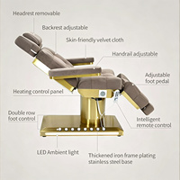 Table de massage électrique moderne en tissu capitonné et métal pour salon de beauté, lit de spa facial réglable à 4 moteurs