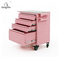 Station de travail multifonctionnelle en acier inoxydable pour tatouage avec 4 tiroirs pour le rangement des outils, chariot de bureau durable pour studio de tatouage