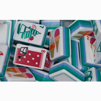 Ensemble de Mahjong de Luxe en Acrylique à 5 Couches avec Design Artistique Surfing Art, Qualité Professionnelle, Couleur Blanche, Taille et Logo Personnalisables