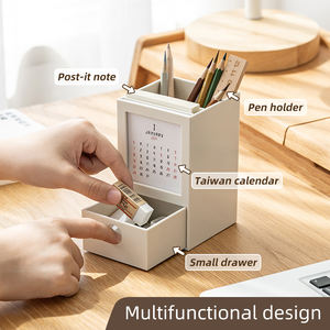 Calendrier de bureau multifonctionnel OEM/ODM avec organisateur de stylos et tiroir de rangement Calendrier de bureau en plastique - Product Image 2