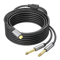 Câble audio coaxial USB-C double 6,35 mm, 2 pièces, répartiteur en Y, plaqué or, gaine en PVC tressée pour amplificateur de guitare, microphone, piano, haut-parleur
