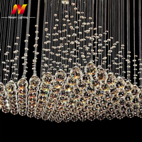 Lustre en cristal de fil de lumières suspendues d'acier inoxydable