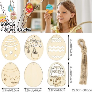 Adornos de madera para huevos de Pascua DAMAI, decoraciones colgantes para colorear, para fiestas y decoración del hogar. - Product Image 2