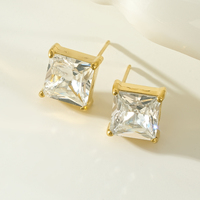 Accessoire de mode féminin luxueux, exquis et élégant en acier inoxydable plaqué or 18 carats avec une seule rangée de zirconiums carrés