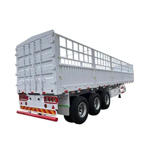 Tri remorque de camion de cargaison de barrière d'axe semi pour l'animal de transport