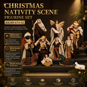 Collection de figurines de crèche de Noël en gros, 11 pièces, décoration de la Sainte Nuit avec les trois mages, un ange, un berger et des animaux de la ferme - Product Image 2