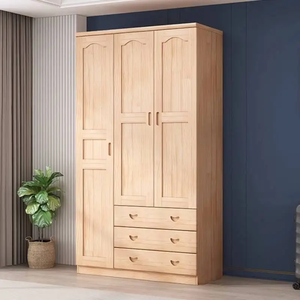 Armoire en bois directement de l'usine pour intérieurs résidentiels et hôteliers, avec étagères autoportantes, rangement suspendu et design de porte contemporain - Product Image 3