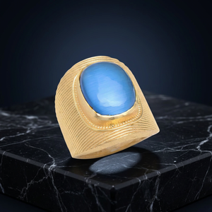 New Arrival Jaipur Gems Jewelry 925 Silver <b>Gold</b> Plated Natural <b>Turquoise</b> Gemstone Minimalist <b>Ring</b> for Unisex - Product Image 2