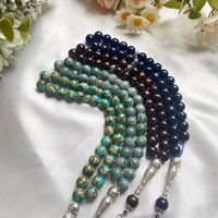 Chapelet musulman islamique 33 perles 10mm perles de verre fleur simple pointe arabe TASBIH ornement prière pour Allah bijoux