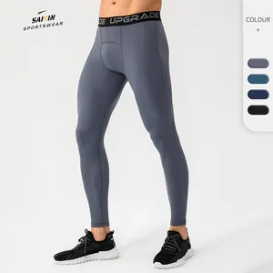 Pantalon de yoga fitness à séchage rapide avec logo personnalisé pour hommes, leggings d'entraînement de basket-ball à compression haute élasticité