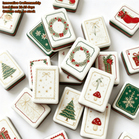 Maßgefertigtes Reise-Mahjong-Set 4-Schicht-Acryl 160 Luxuriöse Grüne Weihnachtsmann-Elfen-Rentier-Holly-Schneeflocken Amerikanische Mahjong-Steine