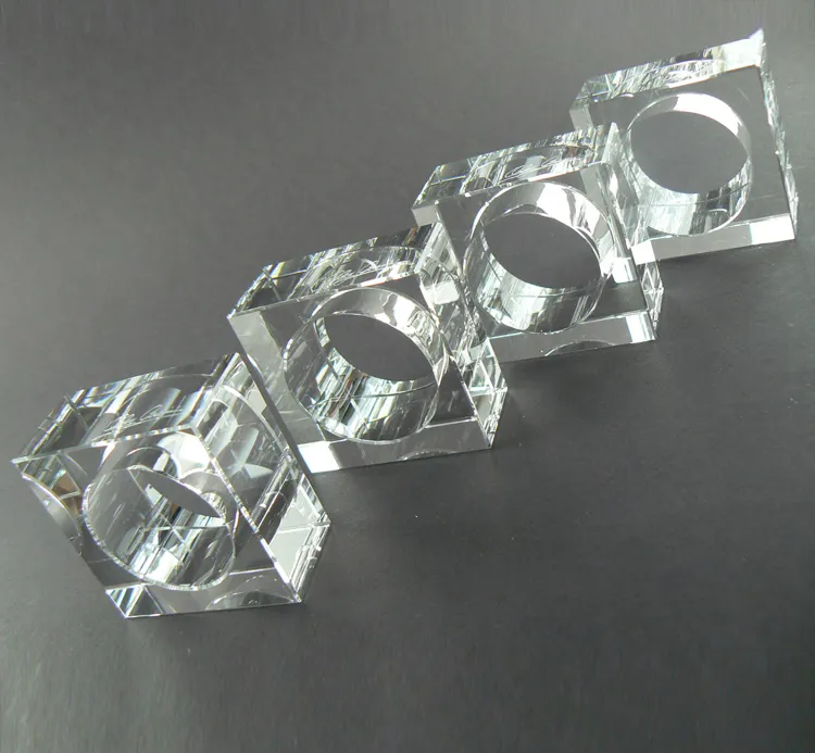 Square glass napkin rings holder Crystal MH-00170B