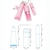 Tube de rouge à lèvres créatif DIY 1ml+8ml+4ml rose, tube souple pour rouge à lèvres, emballage cosmétique avec chaîne