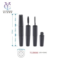Emballage personnalisé en plastique pour tube de mascara double embout avec brosse, pour usage cosmétique, avec estampage doré/sérigraphie