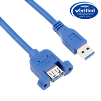 Haute qualité 0.5M 1M 1.5M USB 3.0 un câble d'extension mâle à femelle avec vis de montage sur panneau