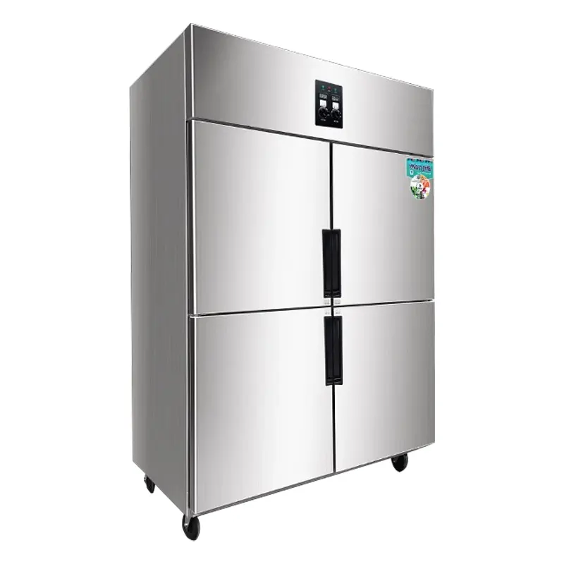 Congelador de 4 puertas Totalmente refrigerado Refrigerador comercial de acero inoxidable Congelador de cocina Equipo de máquina de nevera