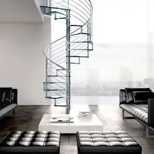 Modern Interior Metal Stairs Small Space Glass Spiral Staircase