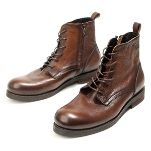 Bottes en cuir de style britannique pour hommes, marron foncé, en cuir de vachette pleine fleur, bottes de chevalier, bottes de chasse rétro à la mode, faites à la main, effet vieilli - Product Image 2