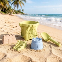 Ensemble de 5 jouets de plage en silicone avec seau et moules de château, pelle, pour enfants, jeu de construction de sable d'été en bord de mer