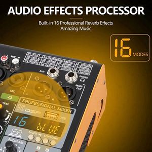 Mezclador de Audio Profesional de 4 Canales con 16 Efectos DSP, Phantom de 48V y 2 Micrófonos Inalámbricos para KTV y DJ - Product Image 6