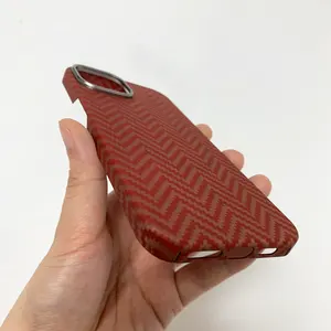 Thời trang màu đỏ lượn sóng hạt cao cấp Aramid sợi trường hợp đối với iPhone 15 cộng với 15 Pro Max