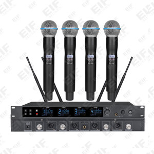 ไมโครโฟนไร้สายระดับมืออาชีพ BD-66 4 ช่องสัญญาณ XLR รับประกัน 1 ปี พร้อมระบบตัดเสียงรบกวน สำหรับคาราโอเกะ การแสดง และการใช้งานในโบสถ์ - Product Image 1