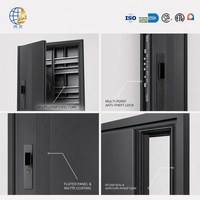 Porte d'entrée KaiYu de luxe en acier noir mat antivol, robuste, avec serrure multipoints, insonorisée et résistante à l'humidité