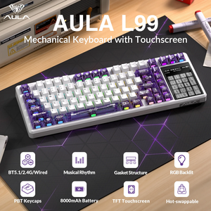 <span class=keywords><strong>Tastiera</strong></span> Meccanica AULA L99 di Alta Qualità con Schermo Touch, Tri-Modalità RGB Personalizzabile, per Gaming e Ufficio, Wireless - Product Image 3