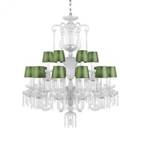 Lustre multi-bras en cristal de verre fait main avec abat-jour en tissu, design candélabre pour villa, hôtel, chambre, salon, éclairage décoratif de plafond