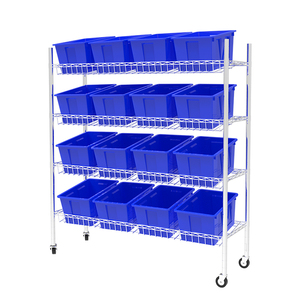 JIGONG Utility Commercial Kitchen Estantería inclinada para recoger pedidos Carro Carrito NSF Estante de alambre Organizadores de contenedores - Product Image 1