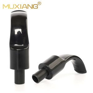 Muxiang Acrylic Pipe Mouthpiece 9mm Curved Stem Round Saddle Black Durable Smoking Accessory - Product Image 2