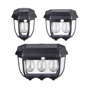 Lampe murale solaire d'extérieur à LED, lumière chaude, avec capteur de mouvement, s'allume automatiquement la nuit, diffuseur en polycarbonate, forme carrée - Product Image 1
