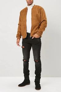 Veste bomber zippée pour homme KY <span class=keywords><strong>Camel</strong></span>, poches inclinées, manches longues, doublure tissée, simili daim côtelé pour le printemps, service OEM - Product Image 6