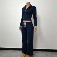 Ensemble de survêtement en coton extensible doux à deux pièces, manches longues et pantalon long, uni, décontracté, tenue d'automne pour femmes, loisirs quotidiens