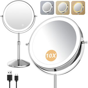 Quà tặng trang điểm hai mặt cho phụ nữ 360 °   Gương trang điểm có thể điều chỉnh độ sáng, có thể sạc lại, có thể điều chỉnh độ cao - Product Image 1