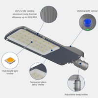 Vente en gros Nouveau produit Ip66 85V 265V 50W 100W 150W 200W 240W 300W Réverbère LED extérieur multi-puissance en aluminium moulé sous pression