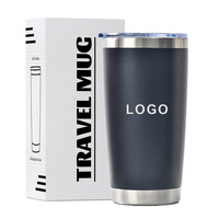 Gobelet personnalisé de 20 oz en acier inoxydable à double paroi tasse à café isolée sous vide de l'eau 20 oz tasses de voiture de voyage avec couvercle