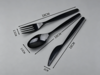 Ensemble de couverts jetables en plastique BPI PS 3.6G pour restaurants aériens, avec fourchette, couteau, cuillère et serviette, pour dégustation de plats