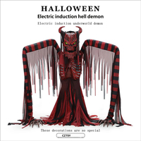 CZTSY Halloween Setelan Iblis Neraka Animasi Besar dengan Sensor Gerak, Mata Menyala, Dioperasikan dengan Baterai, Bahan Campuran untuk Dekorasi Rumah Hantu