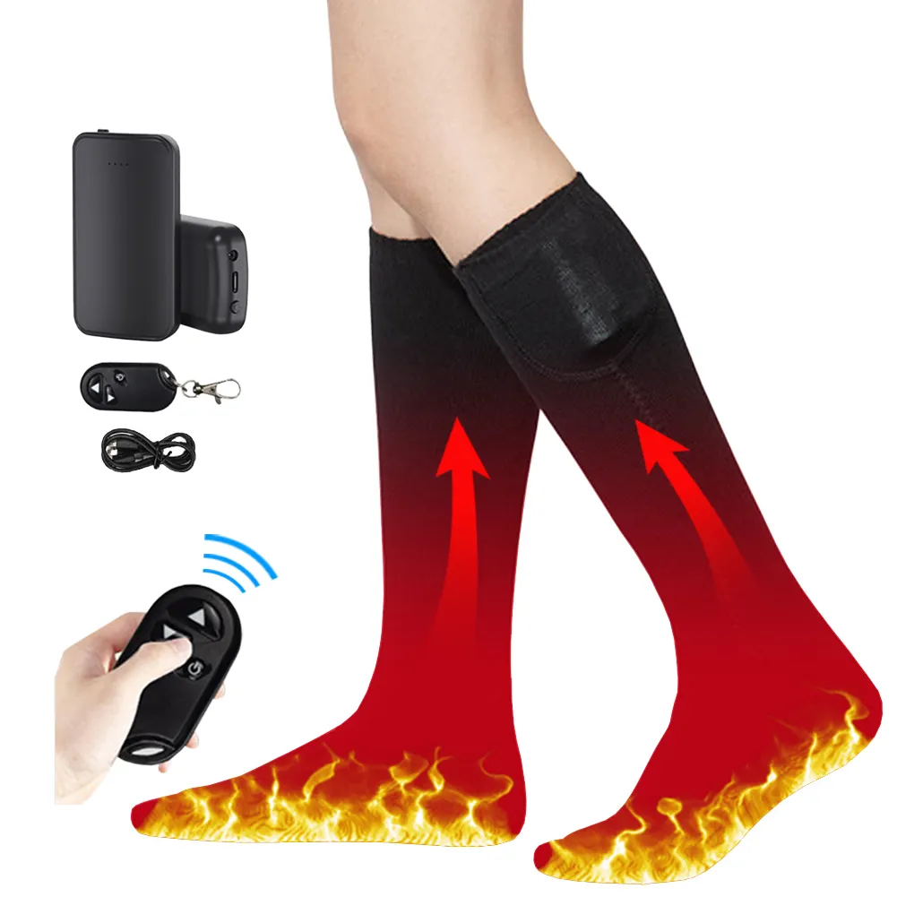 Electric Heated Socks Rechargeable Remote Control Outdoor Thermal Socks Winter Foot Warmer Ski Heating Socks for Women Men