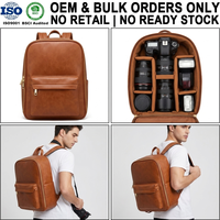 Sac à dos pour appareil photo en cuir microfibre vegan résistant à l'eau, OEM ODM, marque privée, logo personnalisé, grand volume, fabricant sur mesure